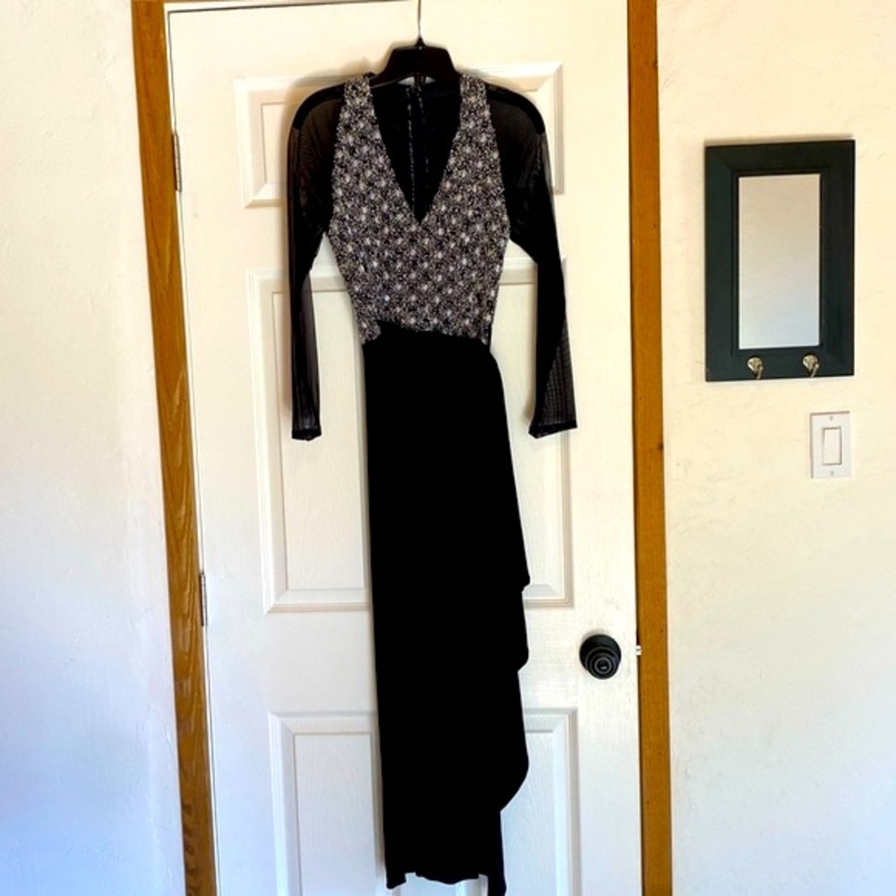 Brunnella W’s S&P Knobby Knit V-Neck Bodice Black Wrap Belt Dress Size Medium